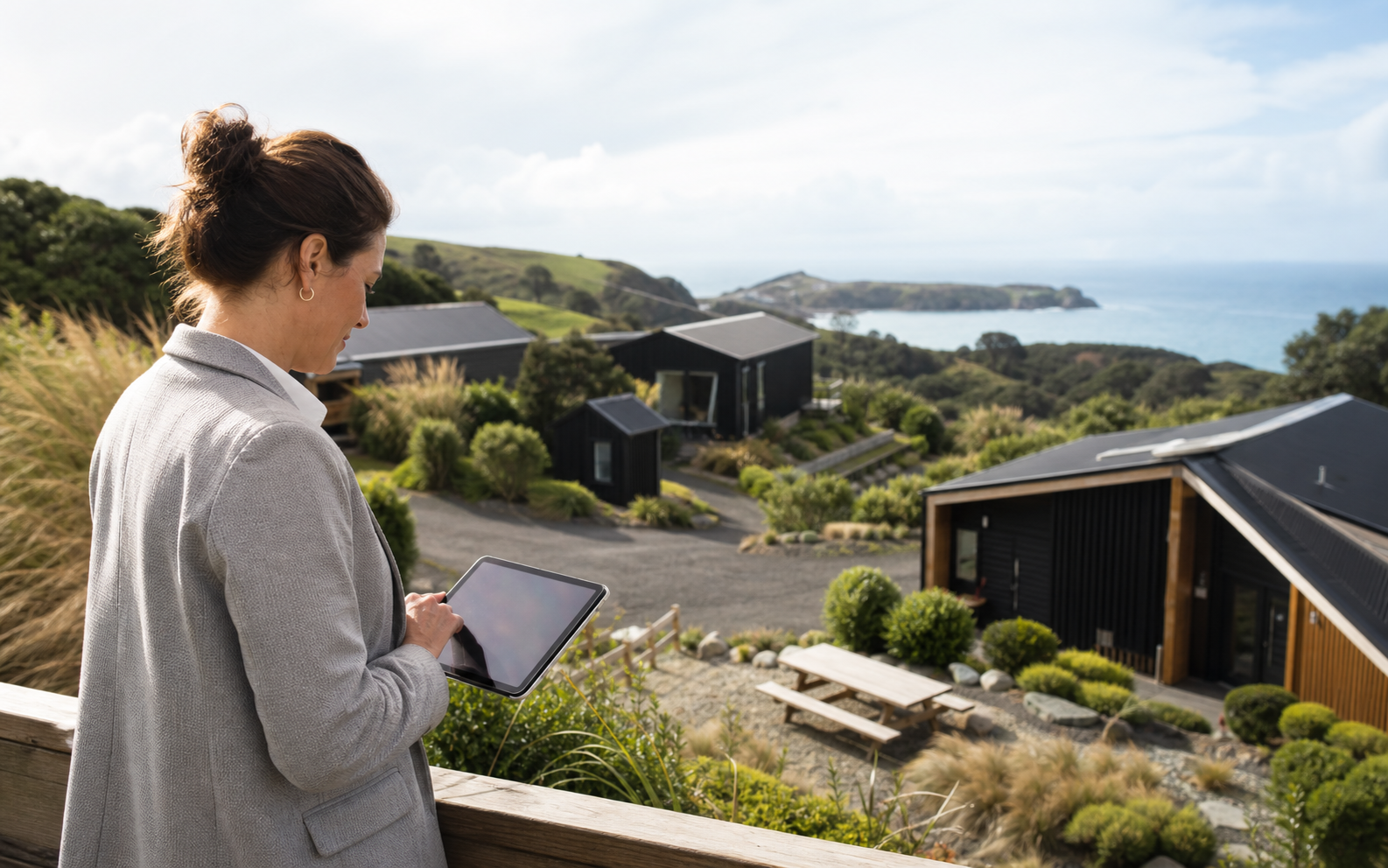 Property manager monitoring multiple dwellings from a tablet